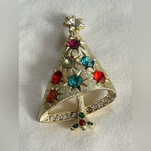 Vintage 1950s 1960s Midcentury Christmas Tree Brooch